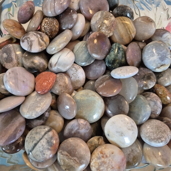 None Other - Set Of 10 Natural Quartz Jasper Polished Hearts New